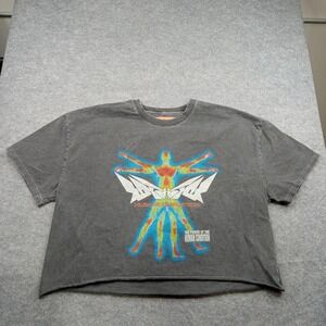 Loiter Shirt Womens XL Gray Cropped Pure Love Human Condition Graphic Tee